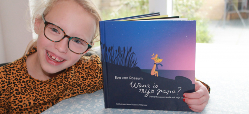 Eva (8 jaar) schrijft boek over papa, die dementie had: Waar is mijn papa?